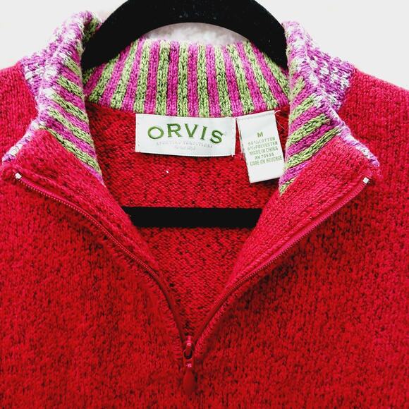 Sweater Cardigan M Orvis Red Festive Cozy Heritage Classic Holiday Ready Classic - Picture 5 of 11